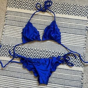 Luli Fama Electric Blue Tie Bikini M/L